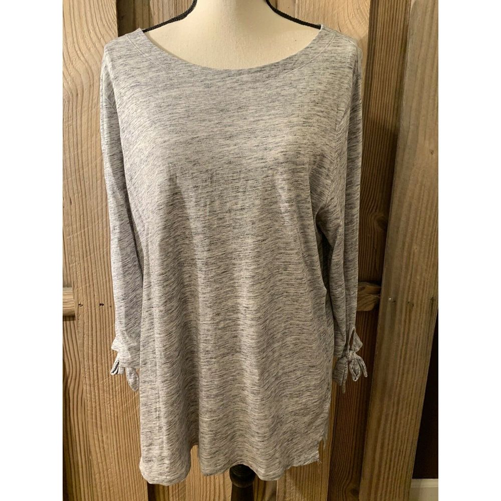 Old Navy Grey Knit Blouse Long Sleeve Bow XL